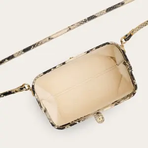 Cream Python Effect Handbag for Women Balagan Rofe M image-5