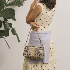 Beige Python Effect Handbag Women Balagan Rofe M image-2