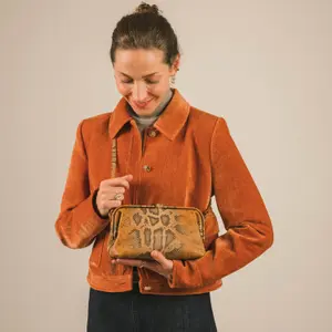 Ginger Python Effect Handbag for Women Balagan Rofe M image-4