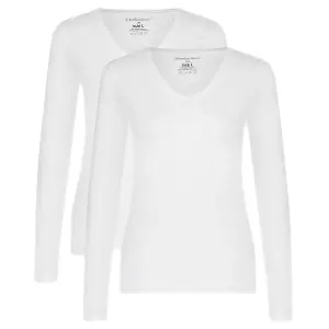 T-shirt de manga comprida com decote em V para mulher Bamboo Basics Liv (x2) image-0