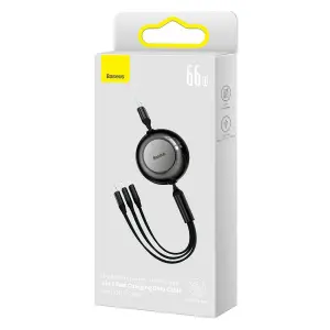 Câble rétractable universel 3-en-1 Bright Mirror 2, USB vers Micro USB / Lightning / USB Type-C, 66W Baseus image-2