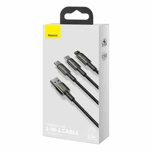 Universal-USB-Kabel 3-in-1 (Typ C / Lightning / Micro-USB) 3.5a Baseus Tungsten image-4