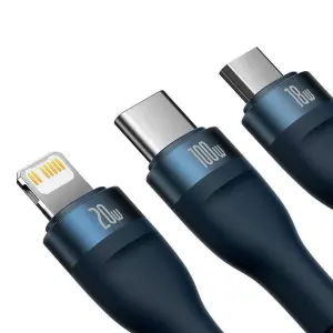 Flash series 3-in-1 universal fast-charge data cable (usb-a to micro + lightning + type-c) 100w Baseus Flash Series image-2