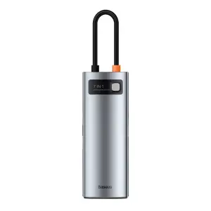 Hub USB séries 7-en-1 Multifonction Type-C to 2x USB 3.0, PD 100W / HDMI 4K 30Hz / RJ45 1Gbps, Type-C basic Baseus Metal Gleam