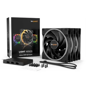 Set of 3 Be Quiet! PC Case Fans Light Wings PWM High Speed BL079 image-3