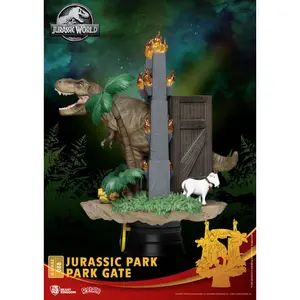 Estatueta em pvc Beast Kingdom Toys Jurassic Park diorama D-Stage Park Gate image-2