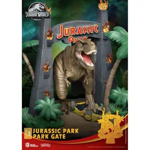 Estatueta em pvc Beast Kingdom Toys Jurassic Park diorama D-Stage Park Gate image-5