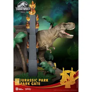 Estatueta em pvc Beast Kingdom Toys Jurassic Park diorama D-Stage Park Gate image-4