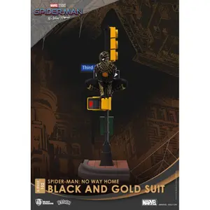 Figurina in pvc Beast Kingdom Toys Spider-Man: No Way Home diorama D-Stage Spider-Man Black and Gold Suit Closed Box Version