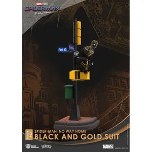 Figurina in pvc Beast Kingdom Toys Spider-Man: No Way Home diorama D-Stage Spider-Man Black and Gold Suit Closed Box Version image-1