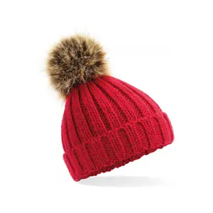 Gorro de pom pom de pele falsa grossa para mulher Beechfield image-0