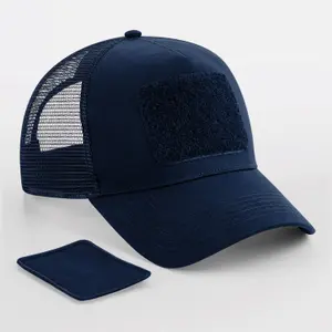 Adjustable mesh back trucker cap with removable patch Beechfield image-0