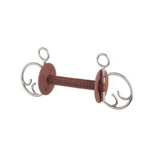 Dubbel paardenbit met hardleren stang Beris image-0
