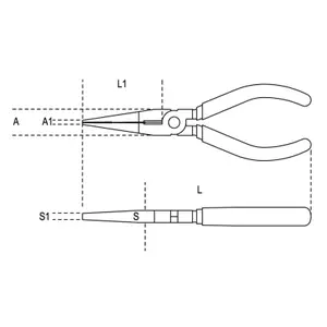 Long Flat Nose Pliers Striped Motorcycle Comfort Dual-Material Coated Handles Beta image-1