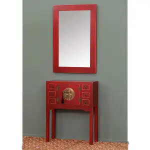 Bedside table iron wood mdf BigBuy Home Oriente image-1