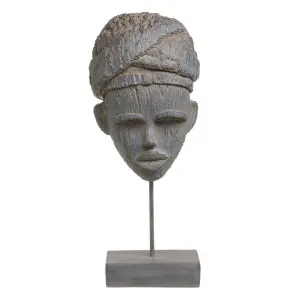 Decorative ethnic head figurine on resin base BigBuy Home image-0