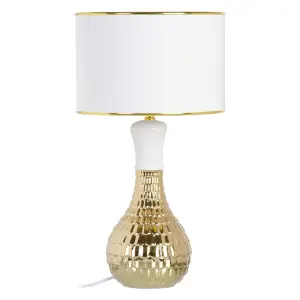 Lampe de bureau en lin céramique BigBuy Home image-0