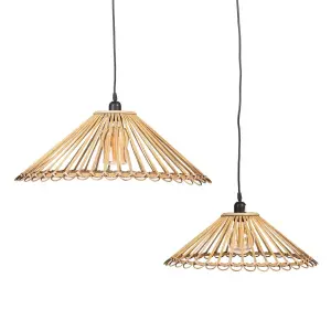 Bamboo suspension BigBuy Home 220 V 240 V 60 W (x2) image-2