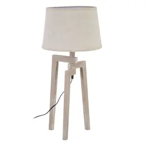 Wooden linen desk lamp BigBuy Home image-0