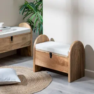 Bench in synthetic fabric and wood BigBuy Home image-1