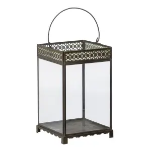 Candeliere a lanterna in vetro e metallo BigBuy Home image-0