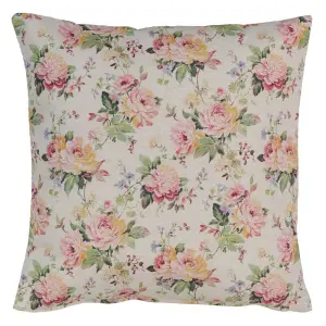 Cuscino a fiori in cotone, poliestere e lino BigBuy Home image-0