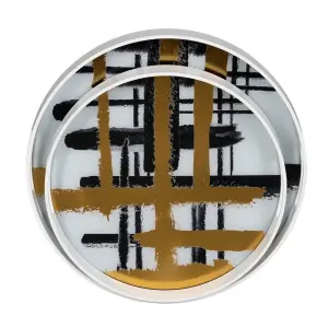 Vassoio per aperitivo in PVC vetro astratto BigBuy Home (x2) image-2