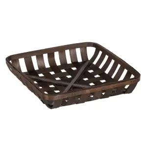 Wooden storage basket set BigBuy Home 52x52x11,5 cm (x3) image-0