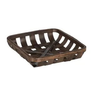 Wooden storage basket set BigBuy Home 52x52x11,5 cm (x3) image-3