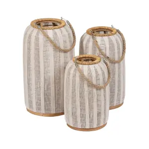 Lanterne en bambou verre BigBuy Home 25x25x45 cm image-1