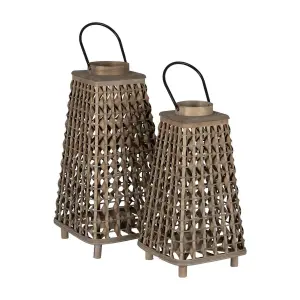 Lanterne en bambou verre BigBuy Home 26x26x47 cm image-1
