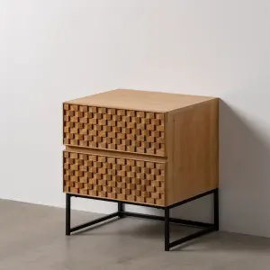 Iron nightstand ash wood BigBuy Home Marigni image-1