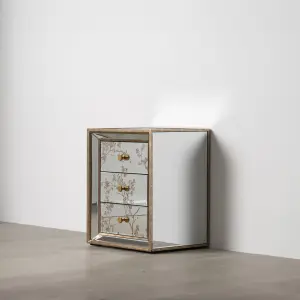 Mirror bedside table MDF wood BigBuy Home Chloe 49 x 40 x 60 cm image-1