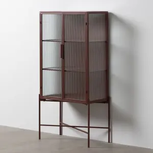 Showcase with double crystal doors, tile glass, metal BigBuy Home 52x33x90 cm image-3