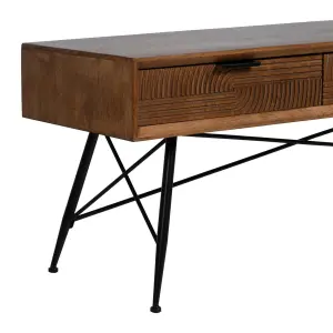 Couchtisch aus Eisen und Gummibaumholz BigBuy Home 150x40x50 cm image-3