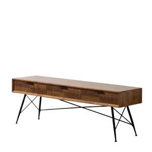 Couchtisch aus Eisen und Gummibaumholz BigBuy Home 150x40x50 cm image-0