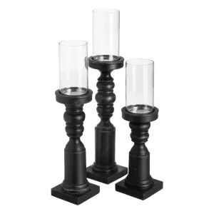 Candelabro in legno e vetro BigBuy Home 12x12x55 cm image-2