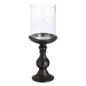 Wood and glass candle holder BigBuy Home 18x18x47 cm image-0