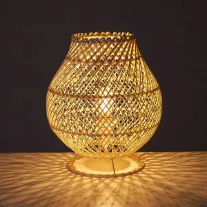 Lampa biurkowa metalowa rattanowa BigBuy Home 40 W 220-240 V 24x24x27 cm image-1