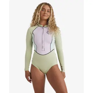 Women's Long Sleeve Shorty Surf Wetsuit Billabong Salty Dayz Natural Light image-1