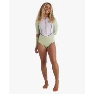 Women's Long Sleeve Shorty Surf Wetsuit Billabong Salty Dayz Natural Light image-0