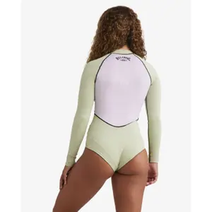 Women's Long Sleeve Shorty Surf Wetsuit Billabong Salty Dayz Natural Light image-4