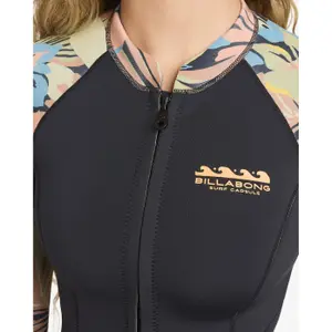 Women's Long Sleeve Shorty Surf Wetsuit Billabong Salty Dayz Natural image-4