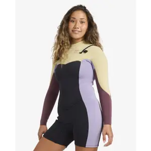 Shorty våddragt til kvinder Billabong 2/2 Synergy Natural Front-Zip image-2