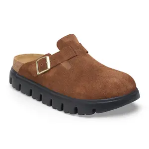 Tamancos de couro de camurça para mulher Birkenstock Boston Chunky