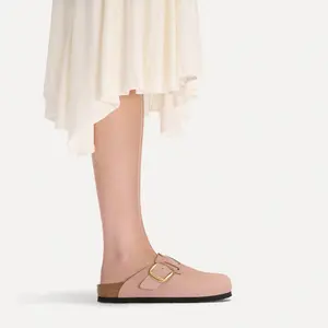 Tamancos de couro nobuck para mulher Birkenstock Boston Big Buckle image-2
