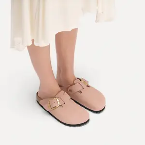 Tamancos de couro nobuck para mulher Birkenstock Boston Big Buckle image-3