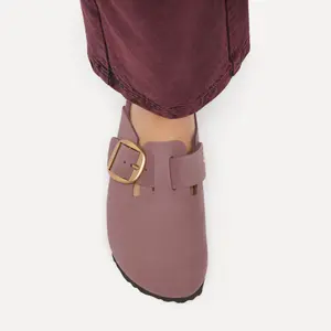 Träskor i läder för kvinnor Birkenstock Boston Big Buckle Nubuck image-6