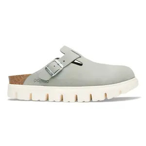Tamancos de couro de camurça para mulher Birkenstock Boston Chunky