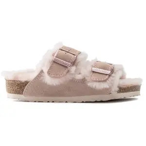 Sandálias em couro camurça e pele de lã criança Birkenstock Arizona